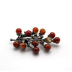 Фото товара брошь "ветка 12 шариков" сердолик а0122
