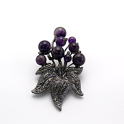 Брошь "Цветок 9 камней" аметист А0157