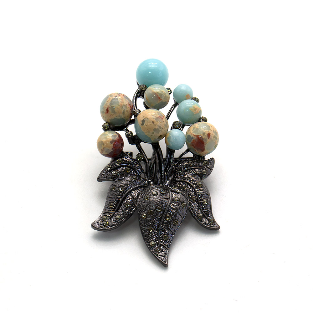 Фото товара брошь "цветок 9 камней" варисцит а0157