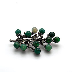 Фото товара брошь "ветка 12 шариков" агат зеленый а0122