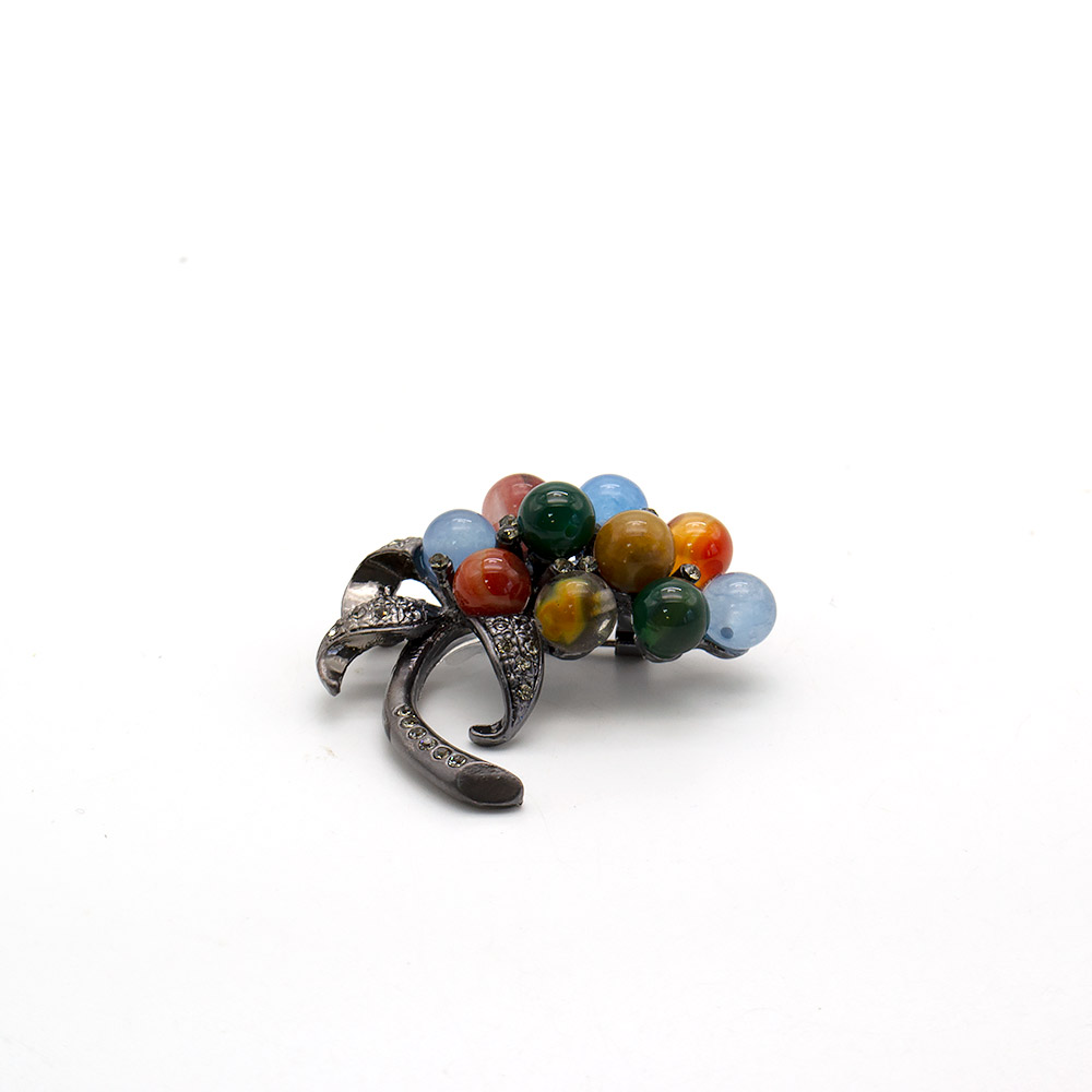 Фото товара брошь "гроздь 3 листа" микс камней а0181