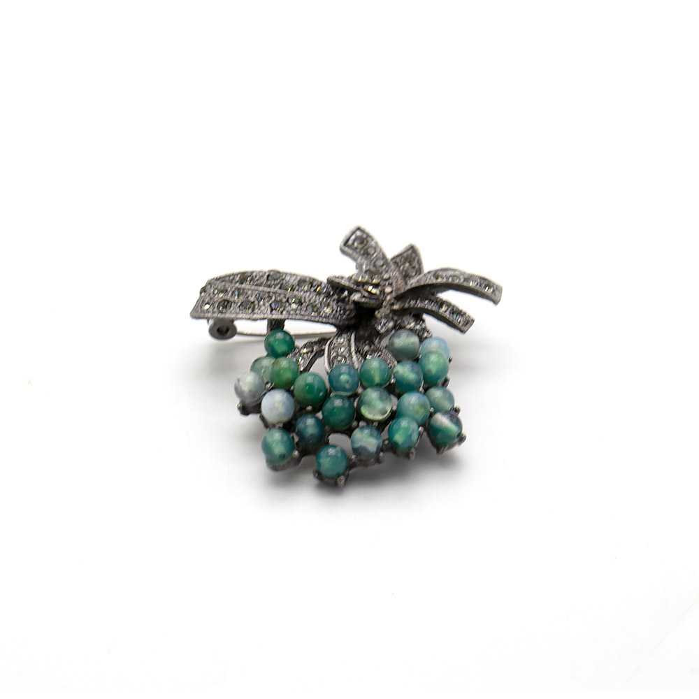 Фото товара брошь "букет с мелким шариком" агат зеленый а0170