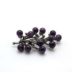 Фото товара брошь "ветка 12 шариков" аметист а0122