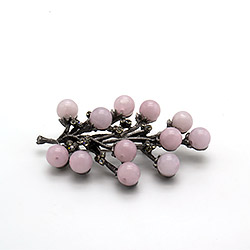 Брошь "Ветка 12 шариков" розовый кварц А0122
