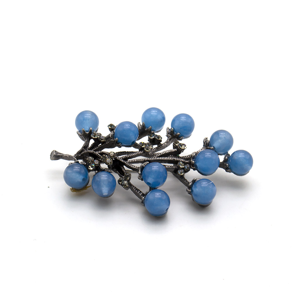 Фото товара брошь "ветка 12 шариков" кварц голубой а0122