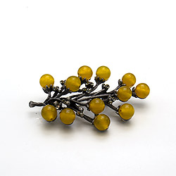 Брошь "Ветка 12 шариков" кварц желтый А0122