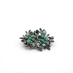 Фото товара брошь "куст с мелкими шариками" агат зеленый а0086