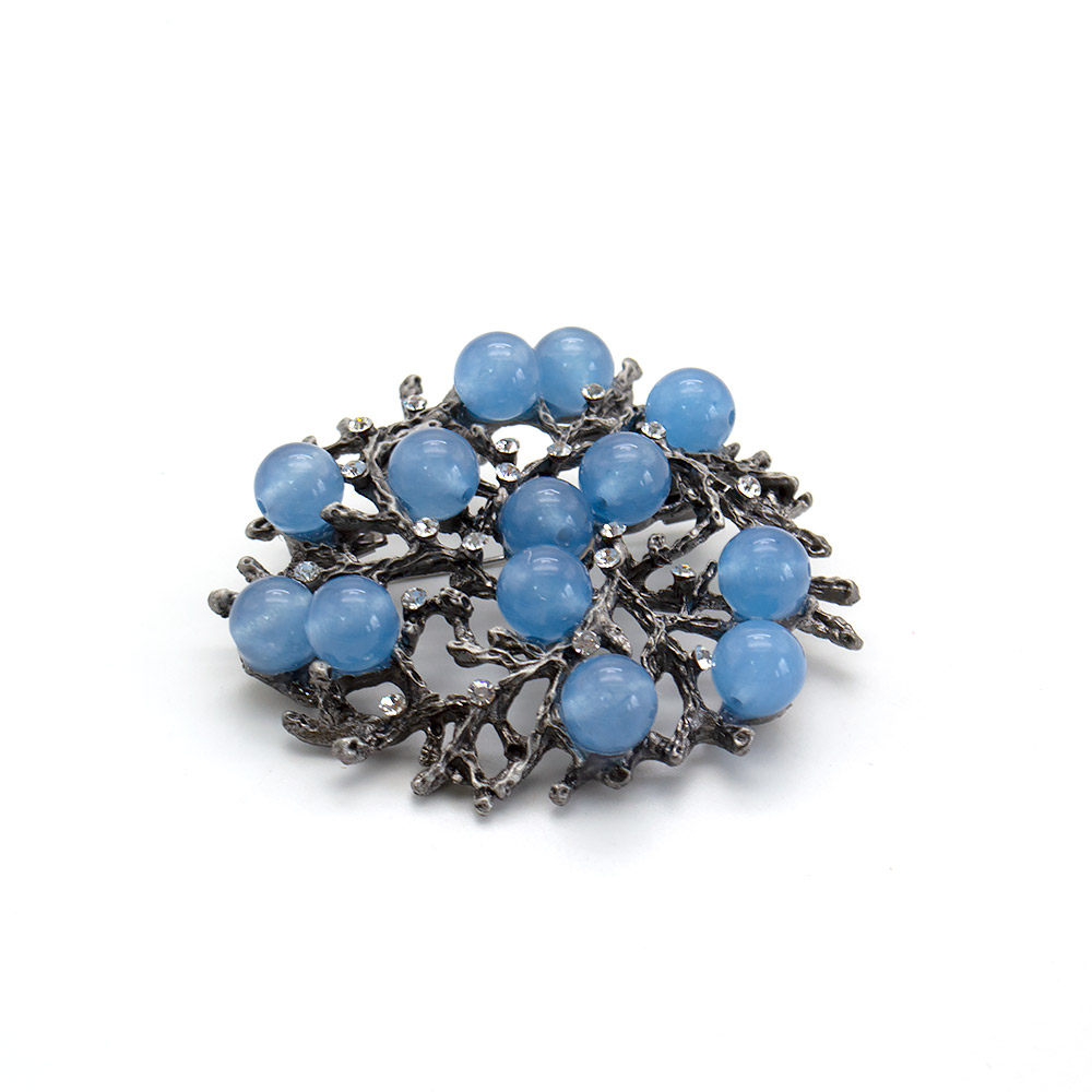 Фото товара брошь "снежинка" кварц голубой а0103