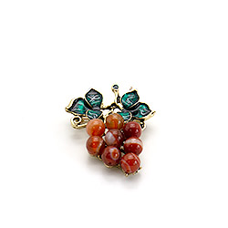 Брошь "Гроздь винограда в золоте" сердолик А0425