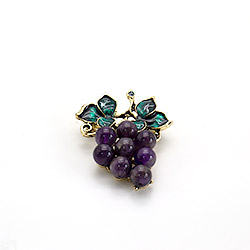 Брошь "Гроздь винограда в золоте" аметист А0425