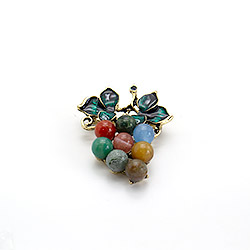 Брошь "Гроздь винограда в золоте" микс камней А0425