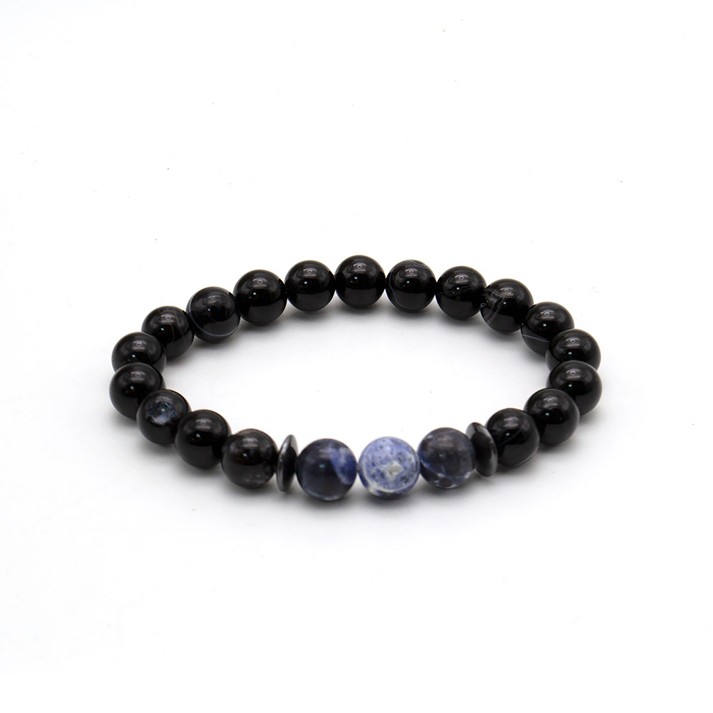 Фото товара браслет из агата черного, содалита шар 10 мм