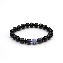 Браслет из агата черного, содалита шар 10 мм