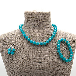 Бусы,браслет,серьги из кварца цвет амазонит шар