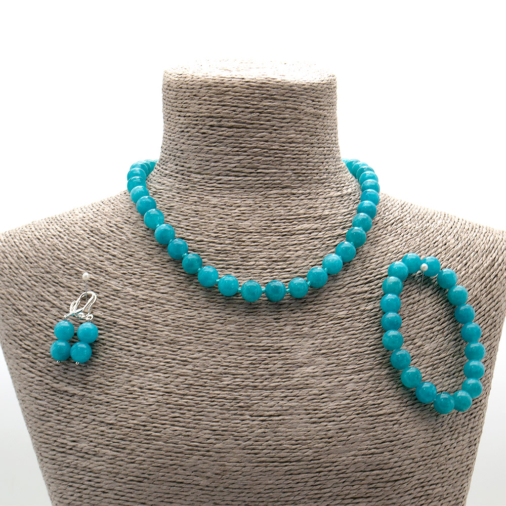 Фото товара бусы,браслет,серьги из кварца цвет кунцит шар