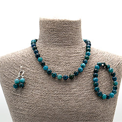 Фото товара бусы,браслет,серьги из кварца цвет апатит шар