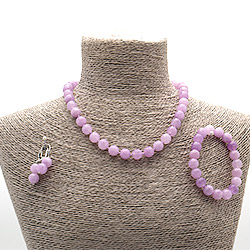 Бусы,браслет,серьги из кварца цвет светлый аметист шар