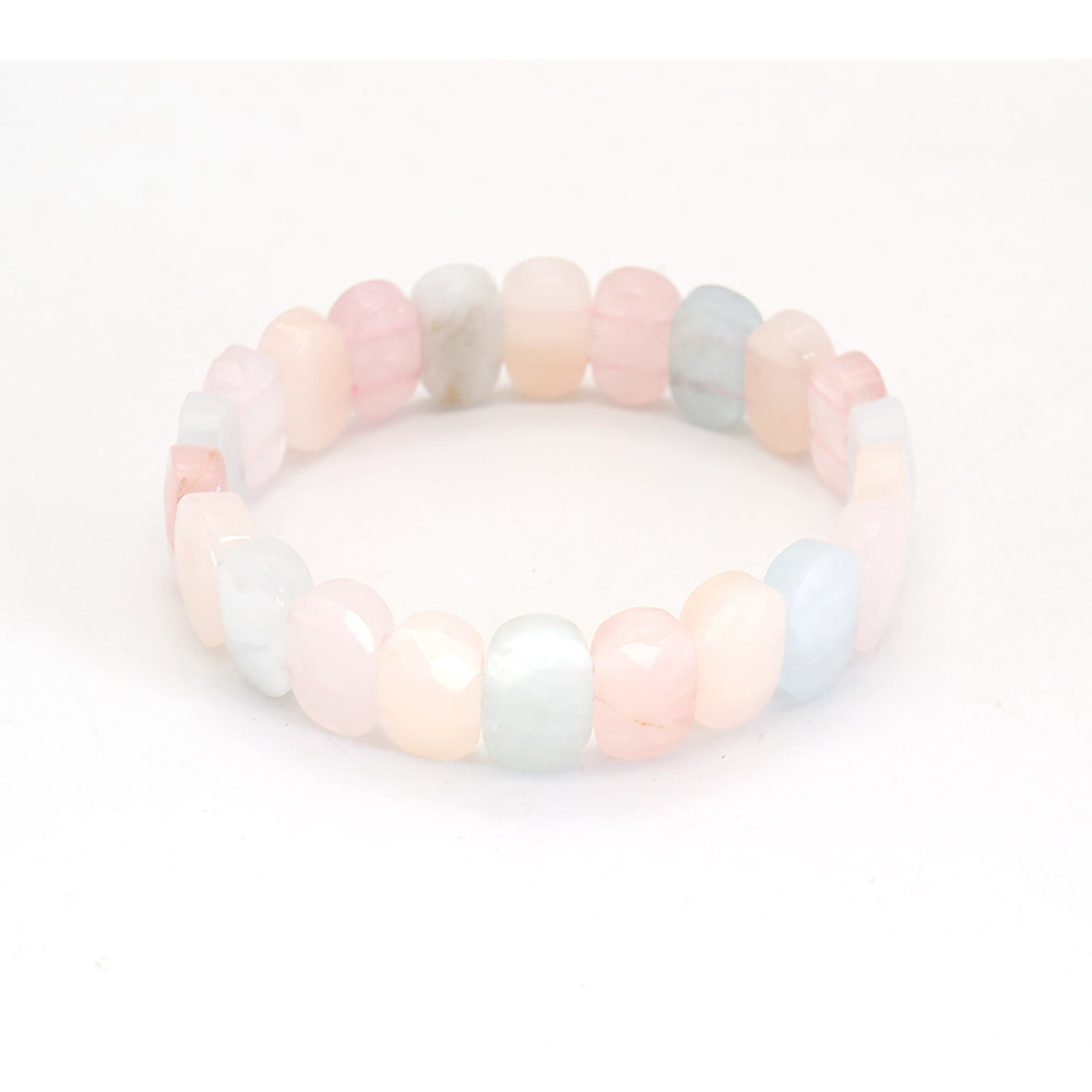 Фото товара браслет из розового кварца,аквамарина овал 14*9 мм грань