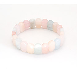 Браслет из розового кварца,аквамарина овал 14*9 мм грань