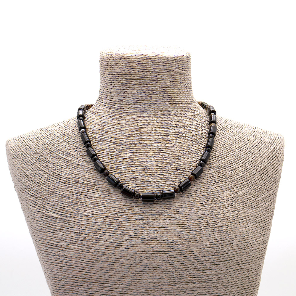 Фото товара бусы из агата коричневого цилиндр 12*8 мм