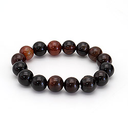 Браслет из агата цвет темный сердолик шар 12 мм