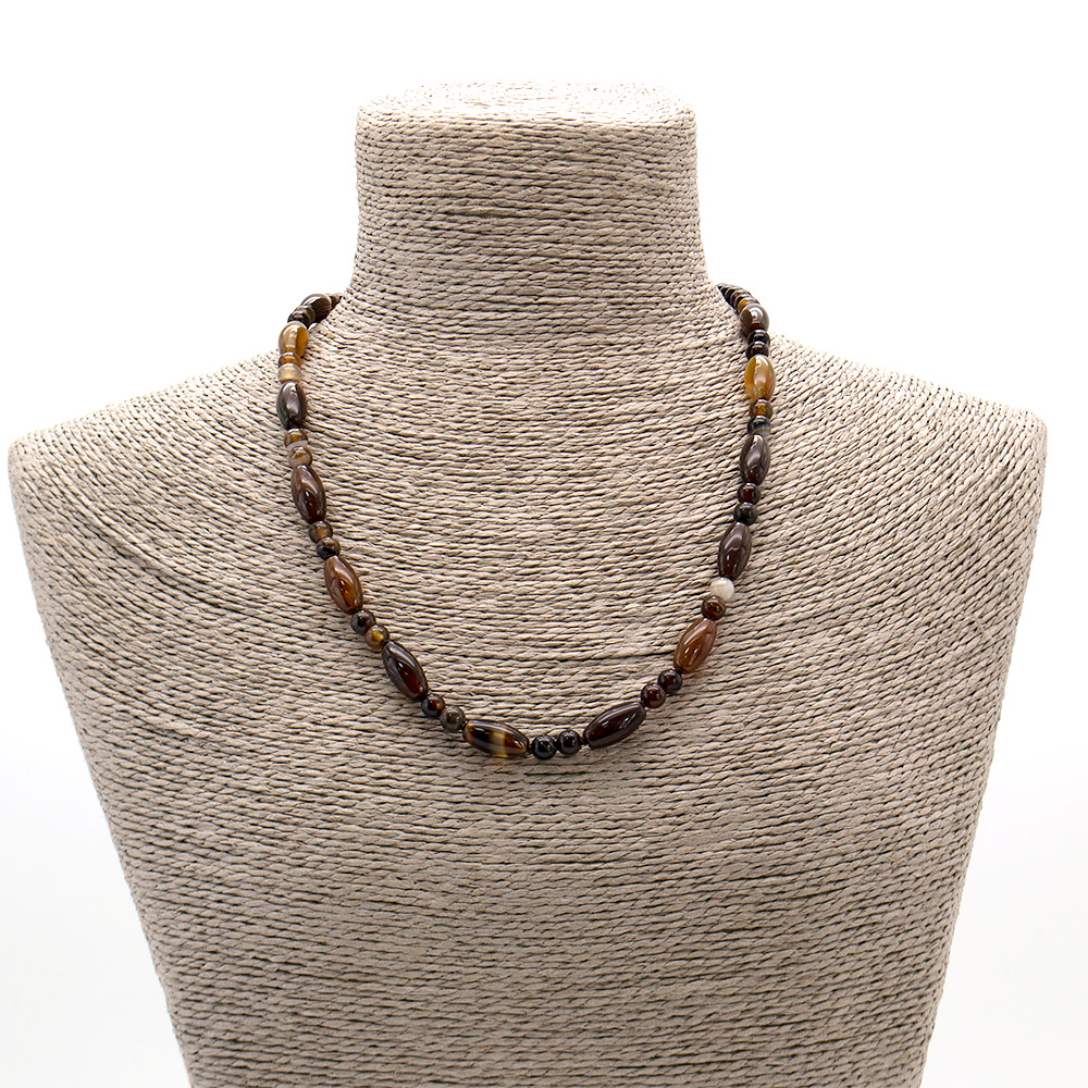 Фото товара бусы из агата коричневого бочонок 16*8 мм