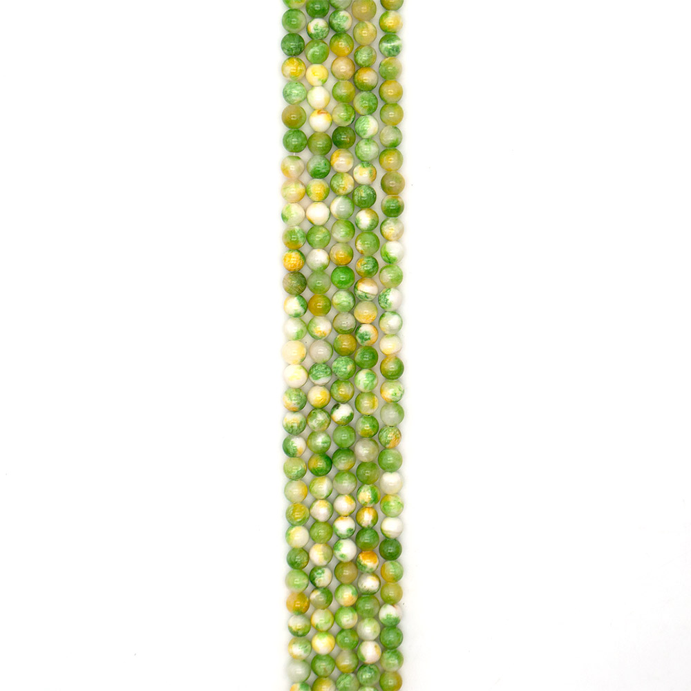 Фото товара кальцит пигментированный зеленый с желтым 8 мм