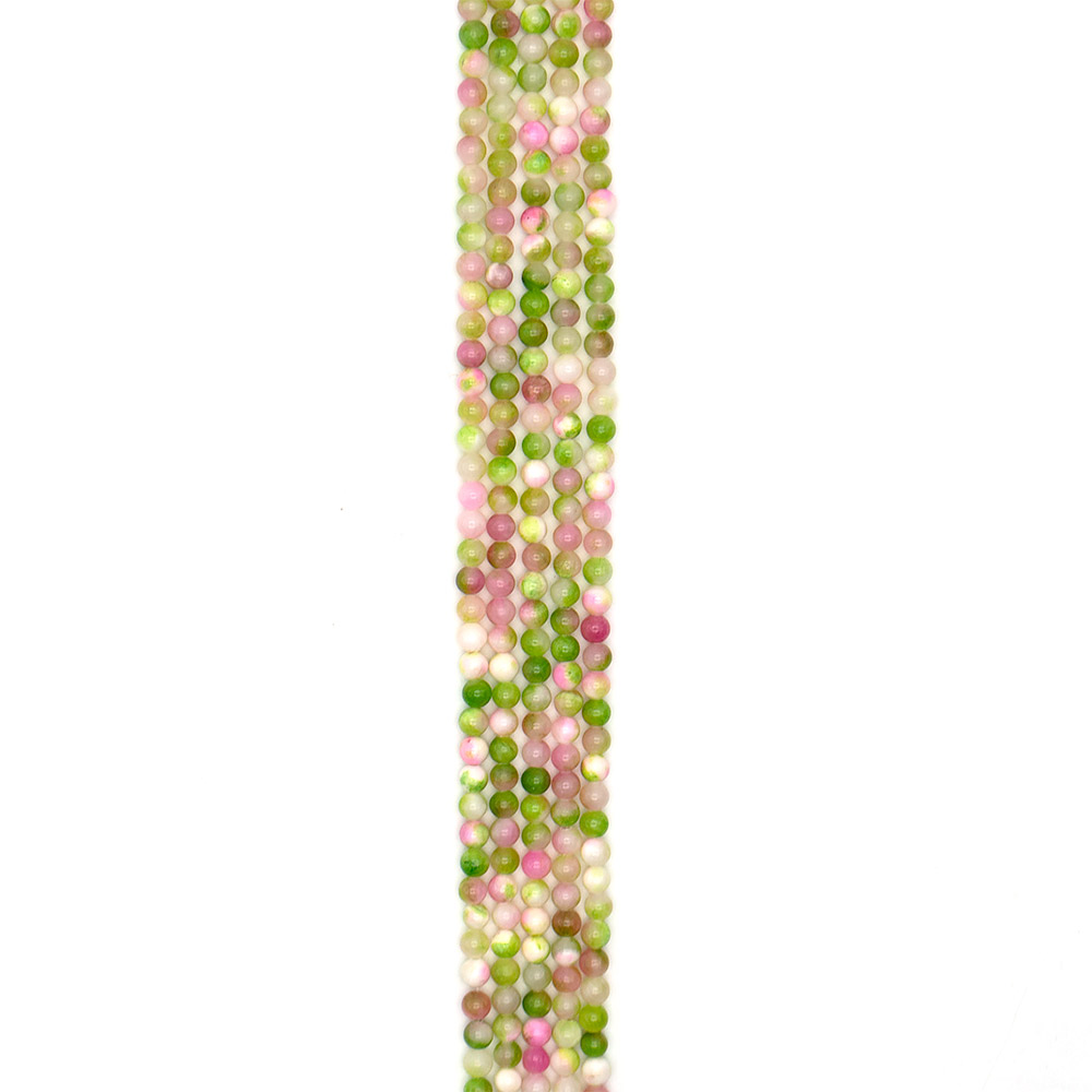 Фото товара кальцит пигментированный зеленый с розовым 6 мм