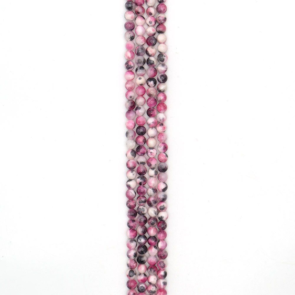 Фото товара кальцит пигментированный черный с розовым 8 мм