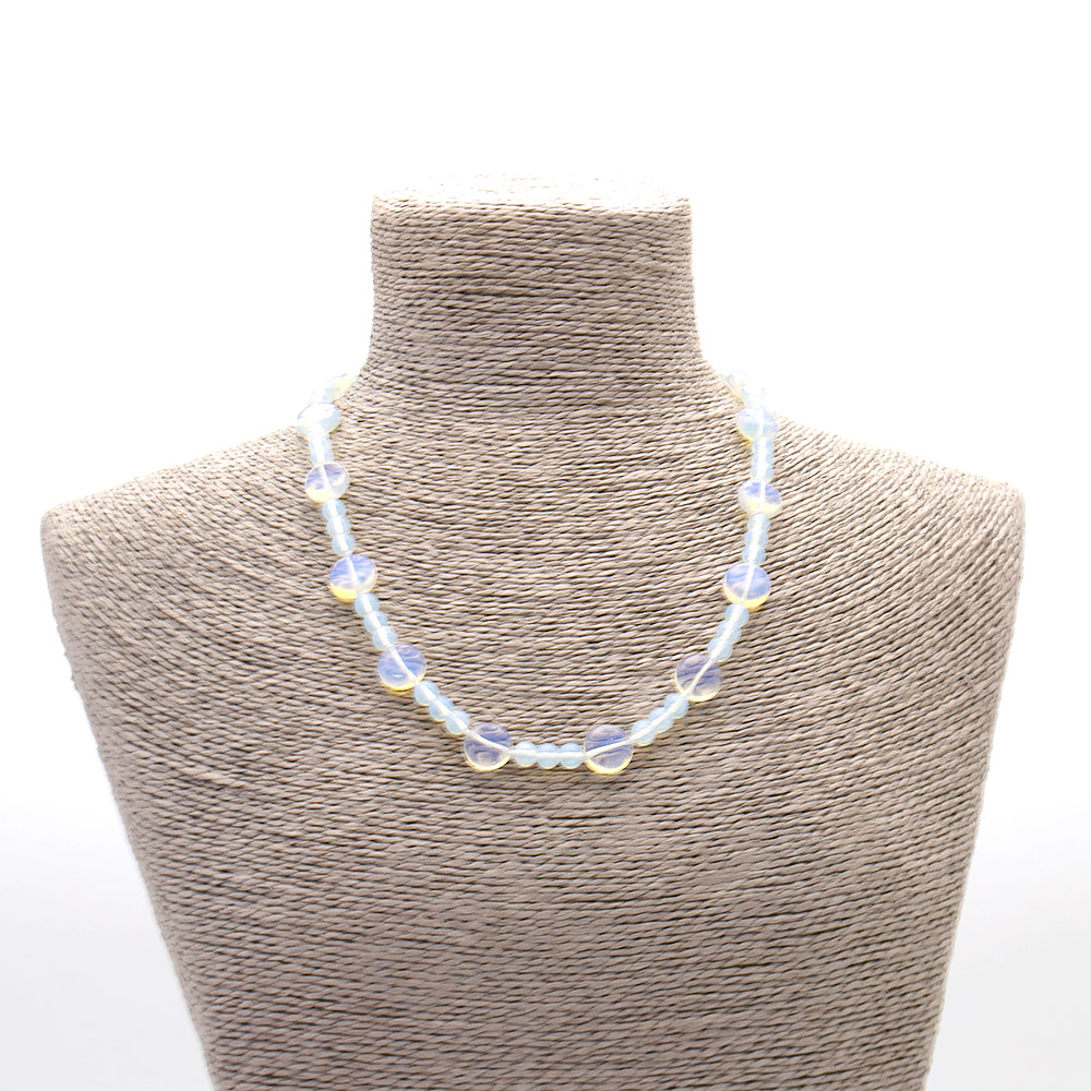 Фото товара бусы из лунного камня имитации таблетка круглая