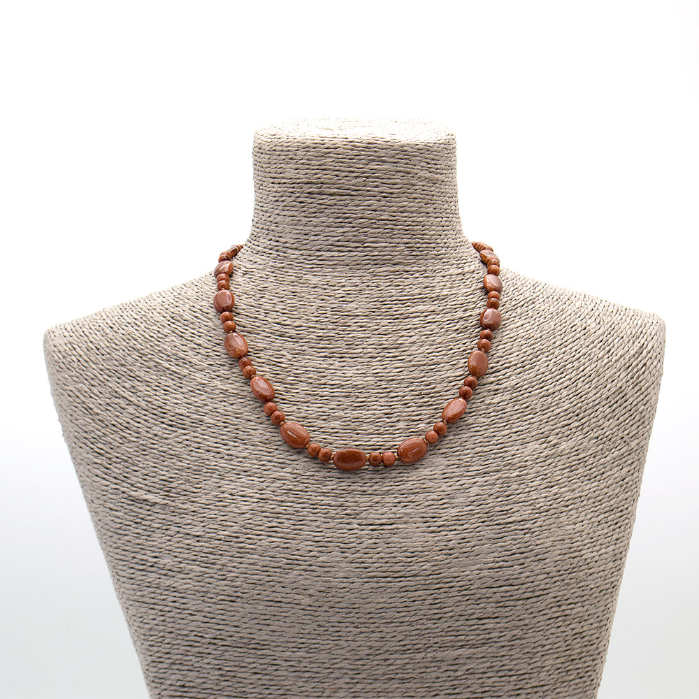 Фото товара бусы из авантюрина синтетического коричневого таблетка 14*10 мм овальная