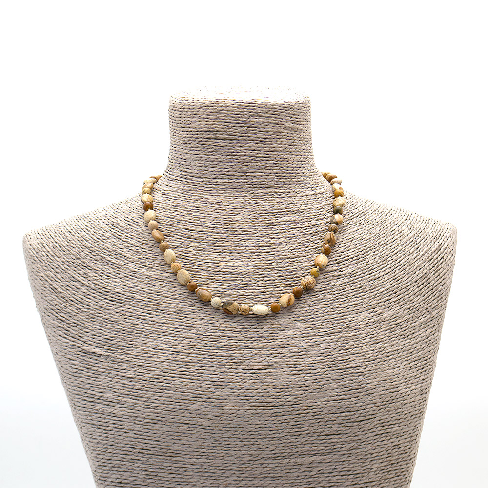 Фото товара бусы из яшмы песчаной таблетка овальная 10*8 мм