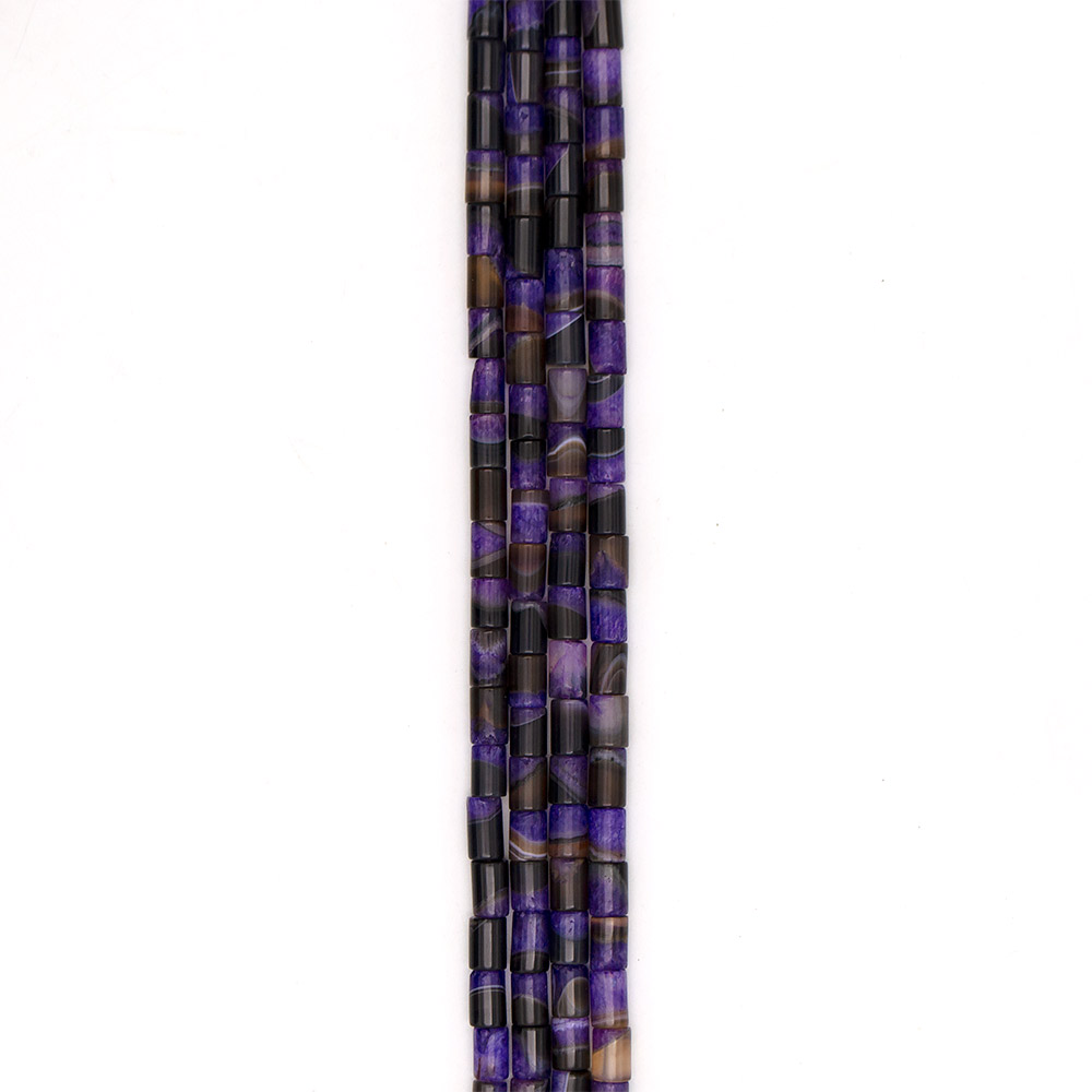 Фото товара агат черный с кварцем тонированным фиолетовым цилиндр 12*8 мм