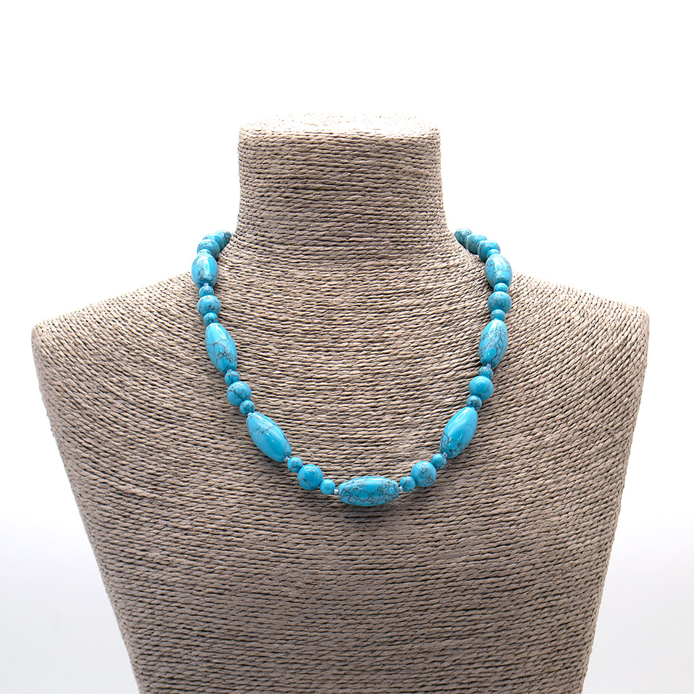 Фото товара бусы из бирюзы имитации бочонок