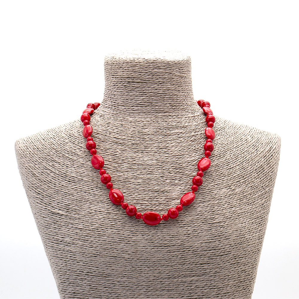 Фото товара бусы из коралла имитации таблетка 18*13 мм со вставками