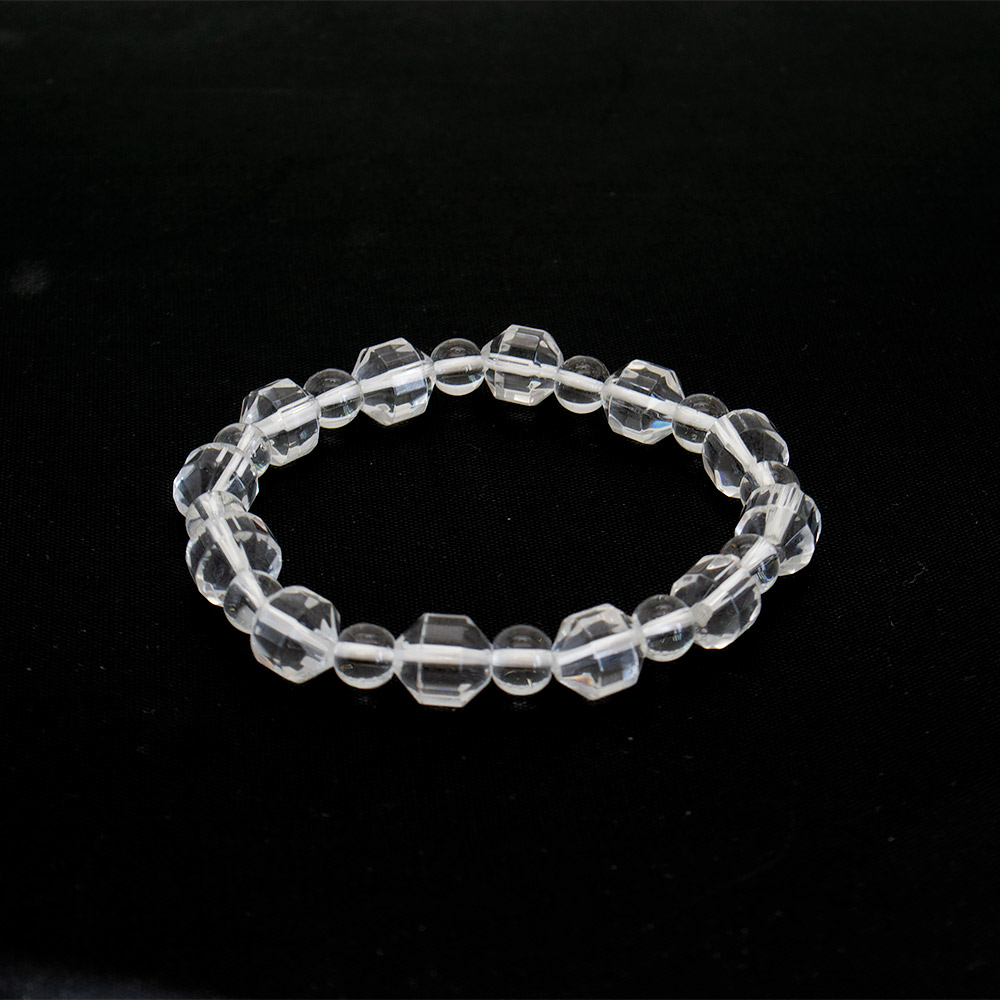 Фото товара браслет из горного хрусталя прозрачного биконус 10мм