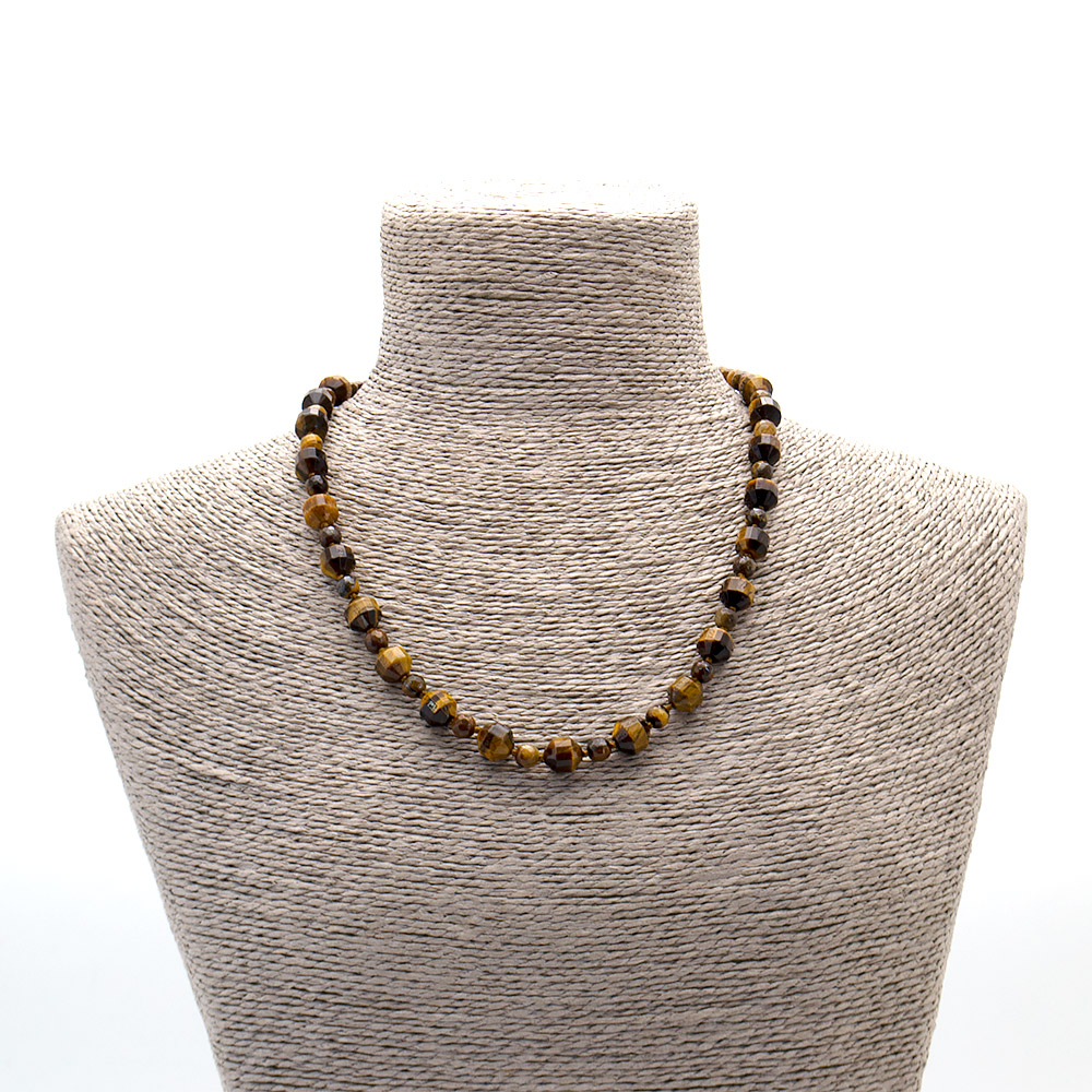 Фото товара бусы из тигрового глаза биконус граненый