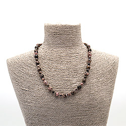 Бусы из родонита биконус граненый