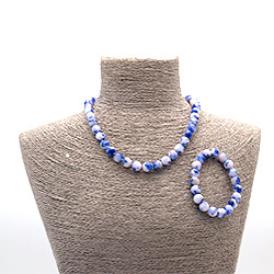 Бусы,браслет из кальцита пигментированного синего шар