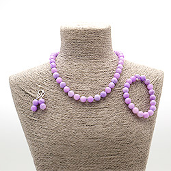 Бусы,браслет из кальцита пигментированного сиреневого шар