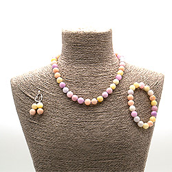 Бусы,браслет,серьги из кальцита пигментированного микс цветов шар