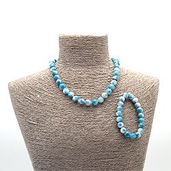 Бусы,браслет из кальцита пигментированного голубого шар