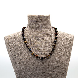 Бусы из тигрового, бычьего и соколиного глаза биконус граненый