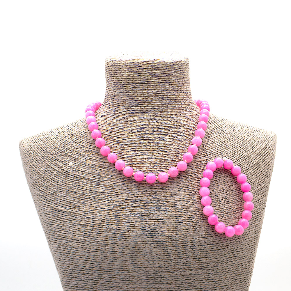 Фото товара бусы,браслет из кальцита тонированного розового шар