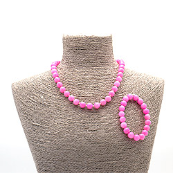 Бусы,браслет из кальцита тонированного розового шар