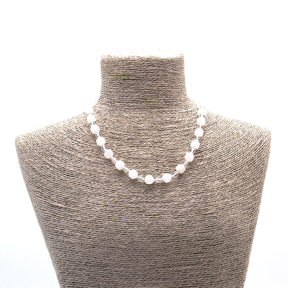 Фото товара бусы из горного хрусталя матового биконус граненый