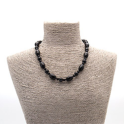 Бусы из агата черного бочонок 18*12 мм