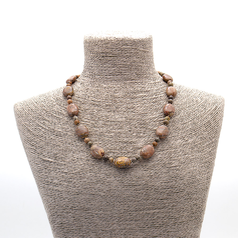 Фото товара бусы из яшмы тигровой таблетка овальная 20х15 мм