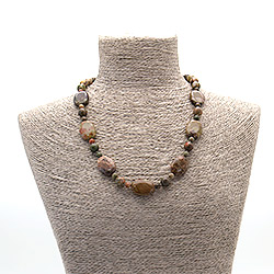 Бусы из яшмы пейзажной таблетка овальная 25*18 мм