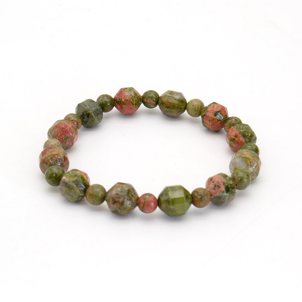 Фото товара браслет из яшмы унакит биконус граненый 10 мм